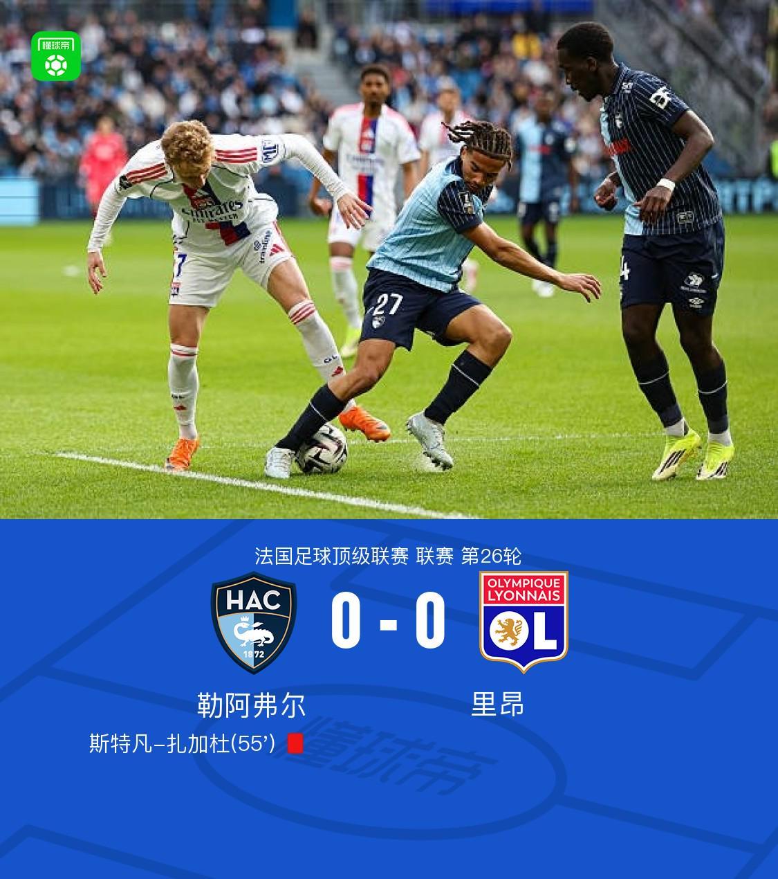 九游官网下载app下载-里昂客场0-0十人勒阿弗尔，斯特凡-扎加杜染红，内戈抽射中柱